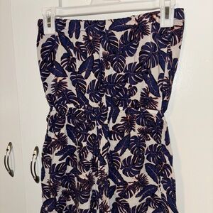 H&M strapless romper shorts tropical print